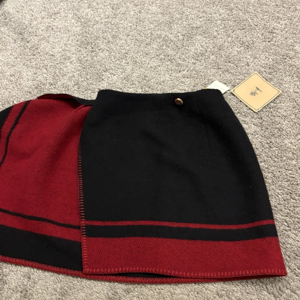 NEW VTG Ralph Lauren Country Store Buffalo Wool Skirt Red Black Women's Size 6 - Picture 8 of 14